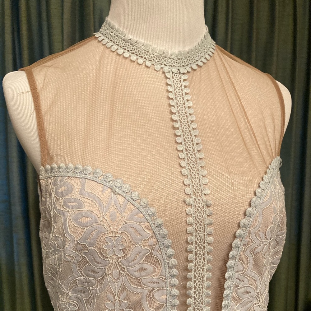 Sheer, Sexy Lace Blue Party Dress